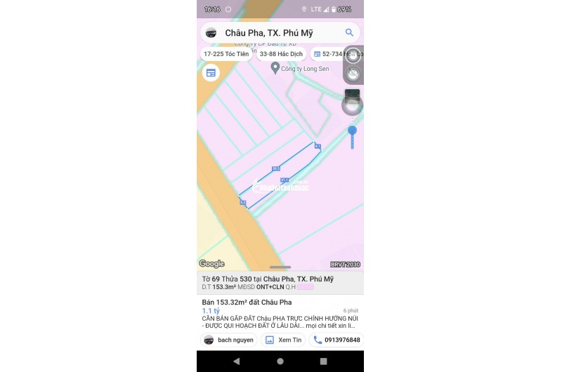 BÁN ĐẤT TẠI CHÂU PHA-TPHCM, DT 153M2 SHR 1,2TỶ. LH:0913976848 - A TOẠI (CHÍNH CHỦ)